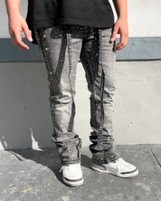 Stone Mountain Vintage Grey Flared Rhinestone Jeans