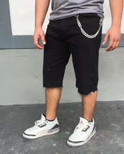 Rhinestone Jet Black Jean Shorts