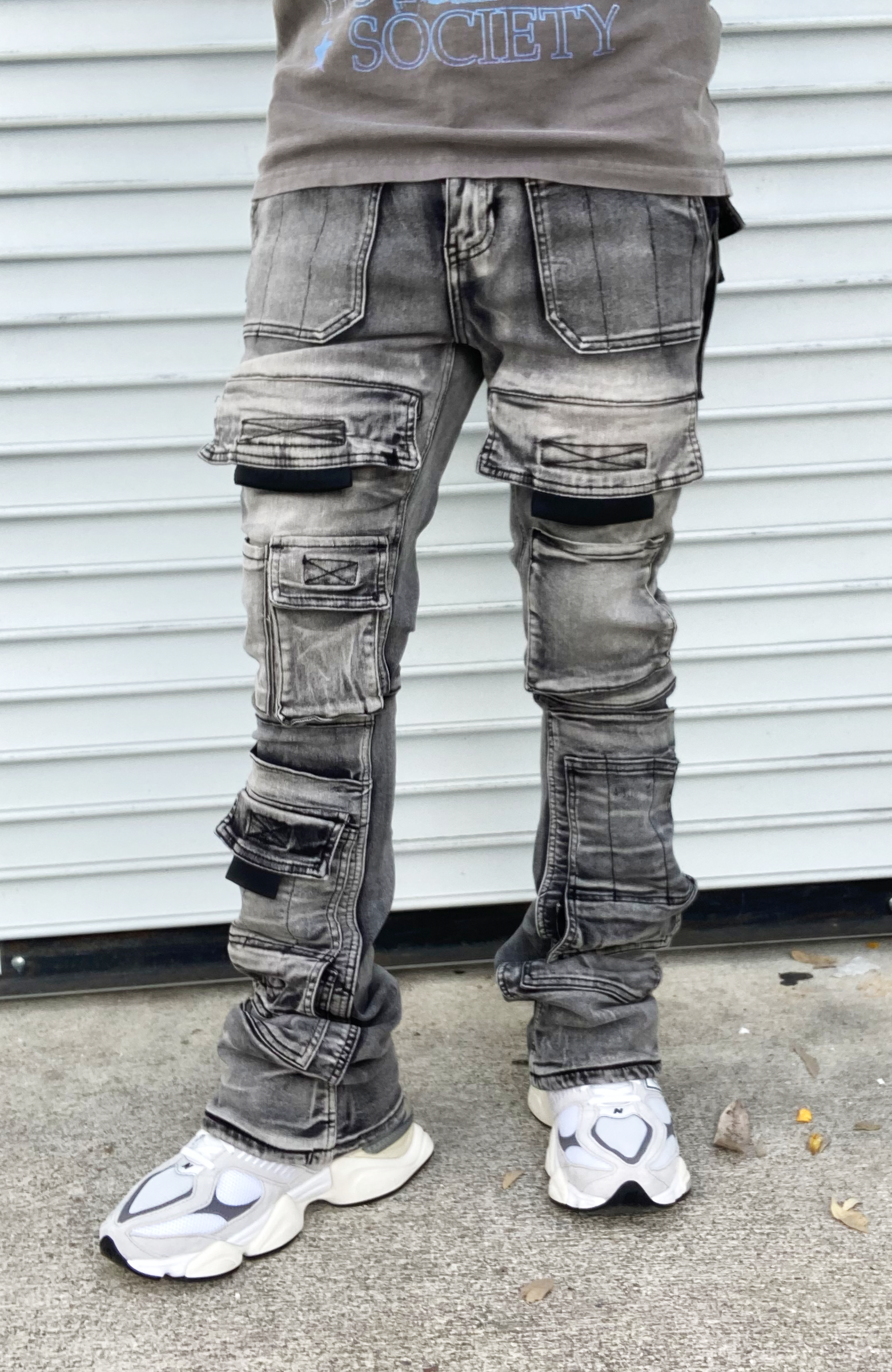 Concrete Grey Tac Flared Jeans