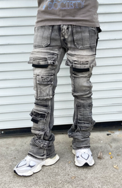 Concrete Grey Tac Flared Jeans