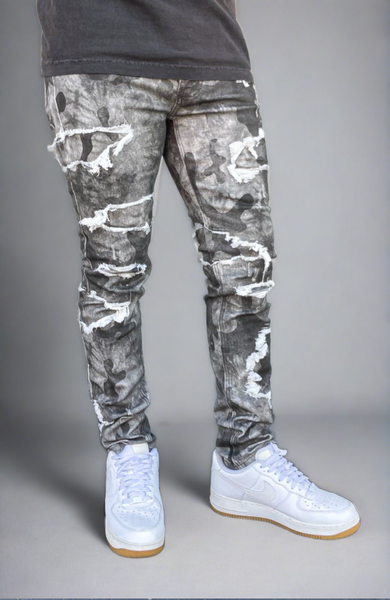 Wild Grey Print Skinny Jeans