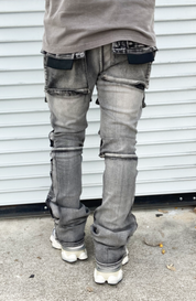 Concrete Grey Tac Flared Jeans