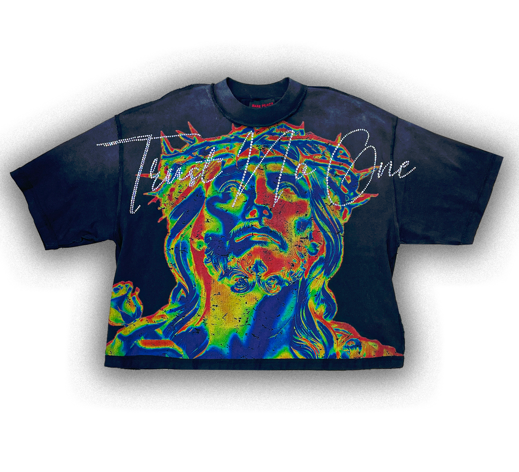 Trust No One Rhinestone Crop Tee