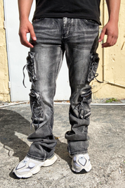 Tactical Cargo Flow Stacked Jeans (Grey)