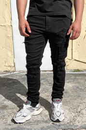 Jet Black Skinny Ripped Jeans