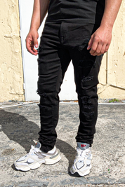 Jet Black Skinny Ripped Jeans