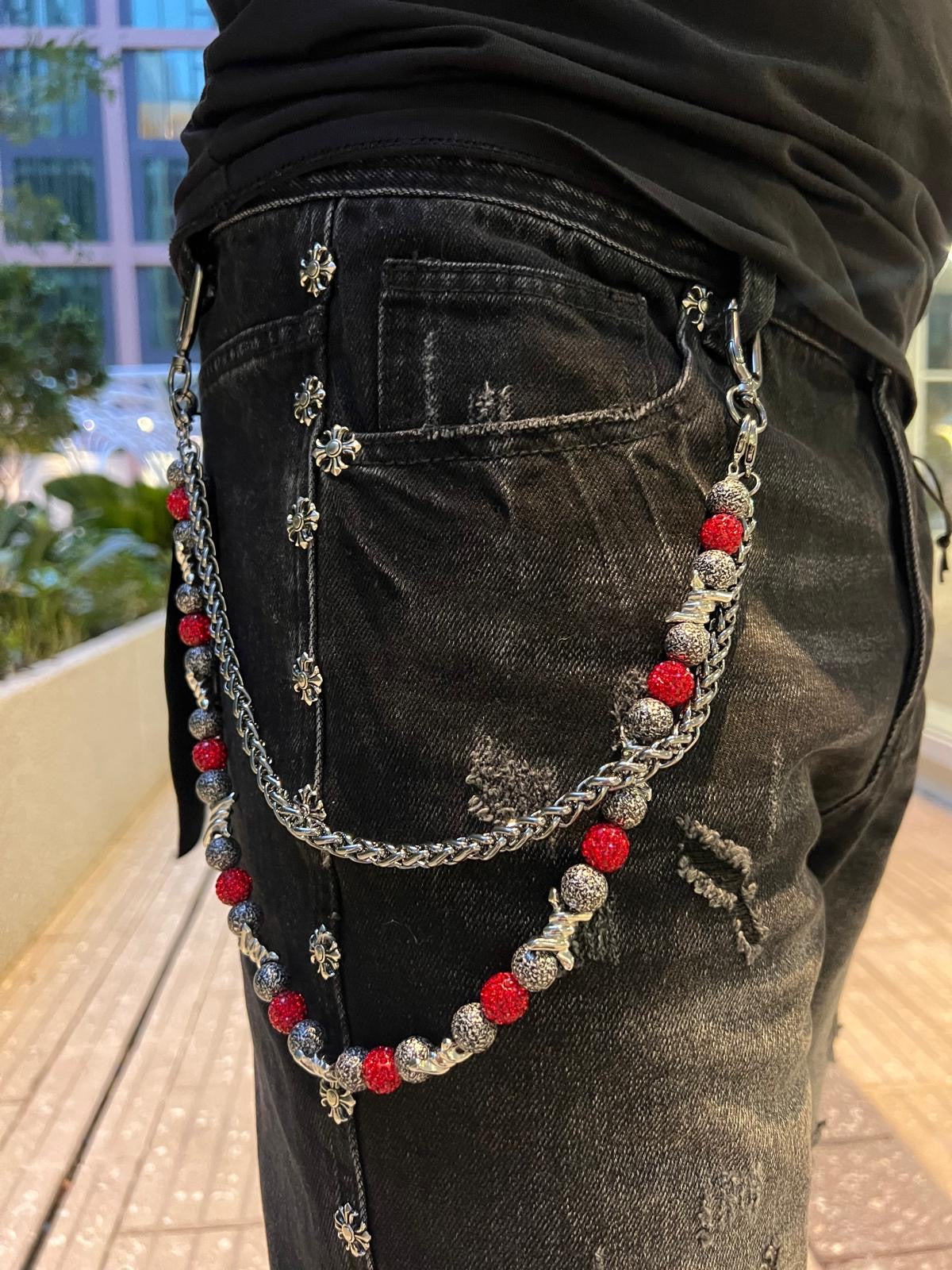Crimson Relic Chain – Silver/Red