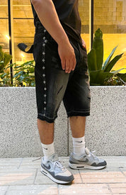 Midnight Rebel Studded Denim Shorts