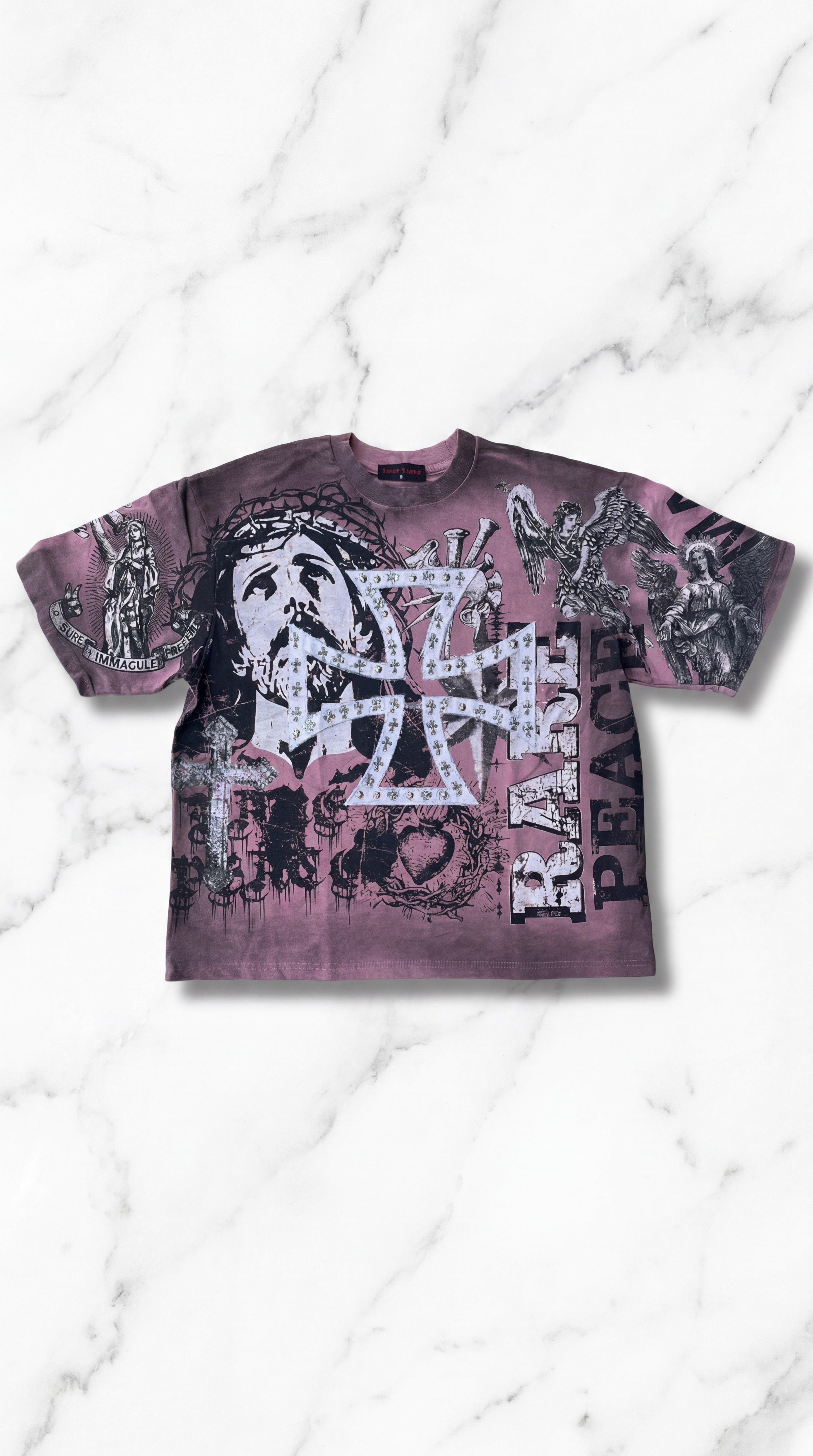 Prayer Oversized Vintage Wash Tee – Mauve