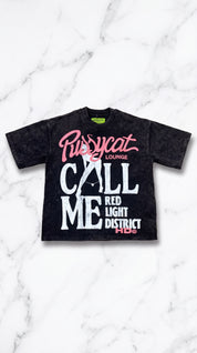 Pussycat Lounge Vintage Wash Tee – Black