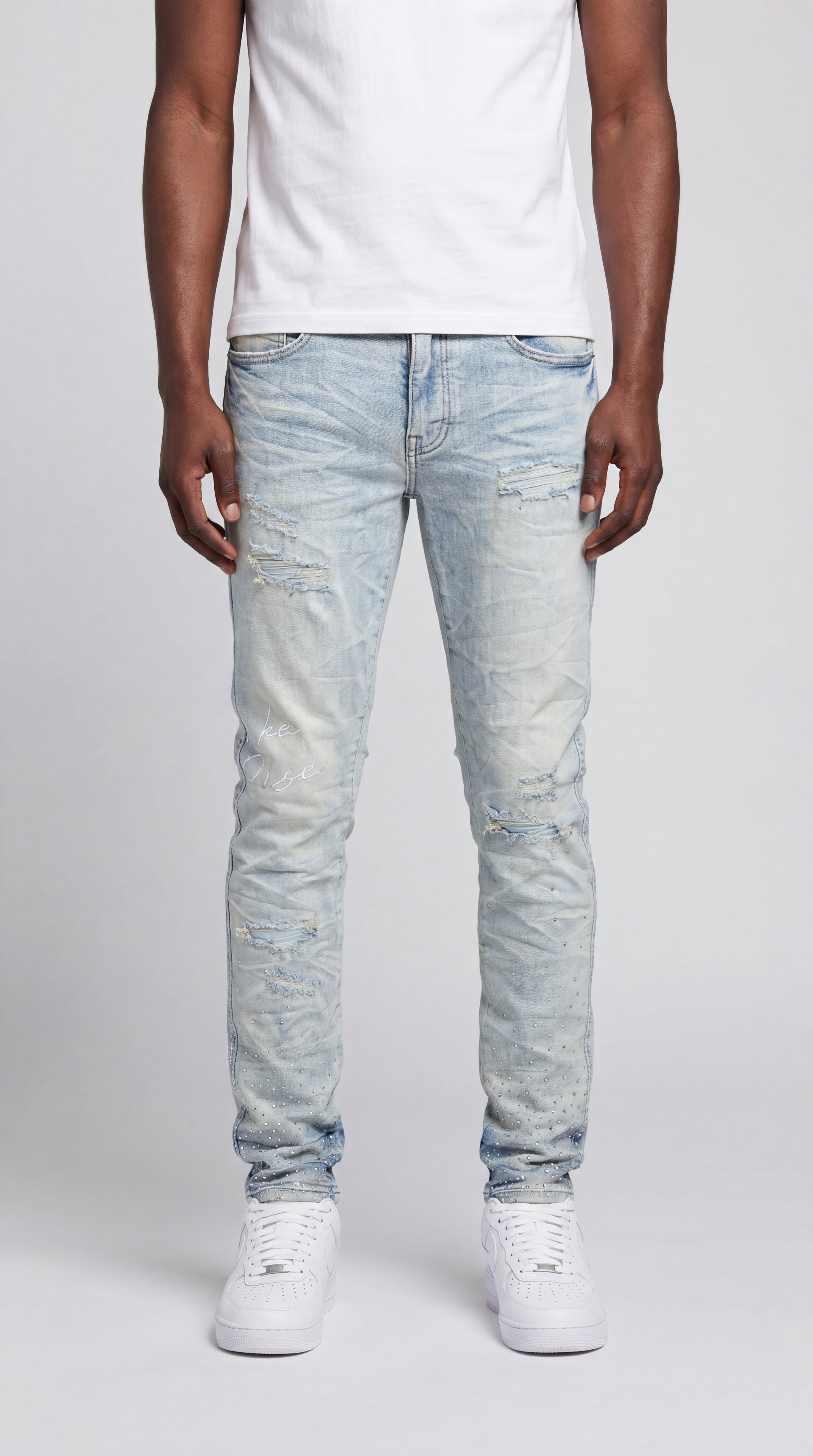Keep Noise Ice Blue Distressed Denim
