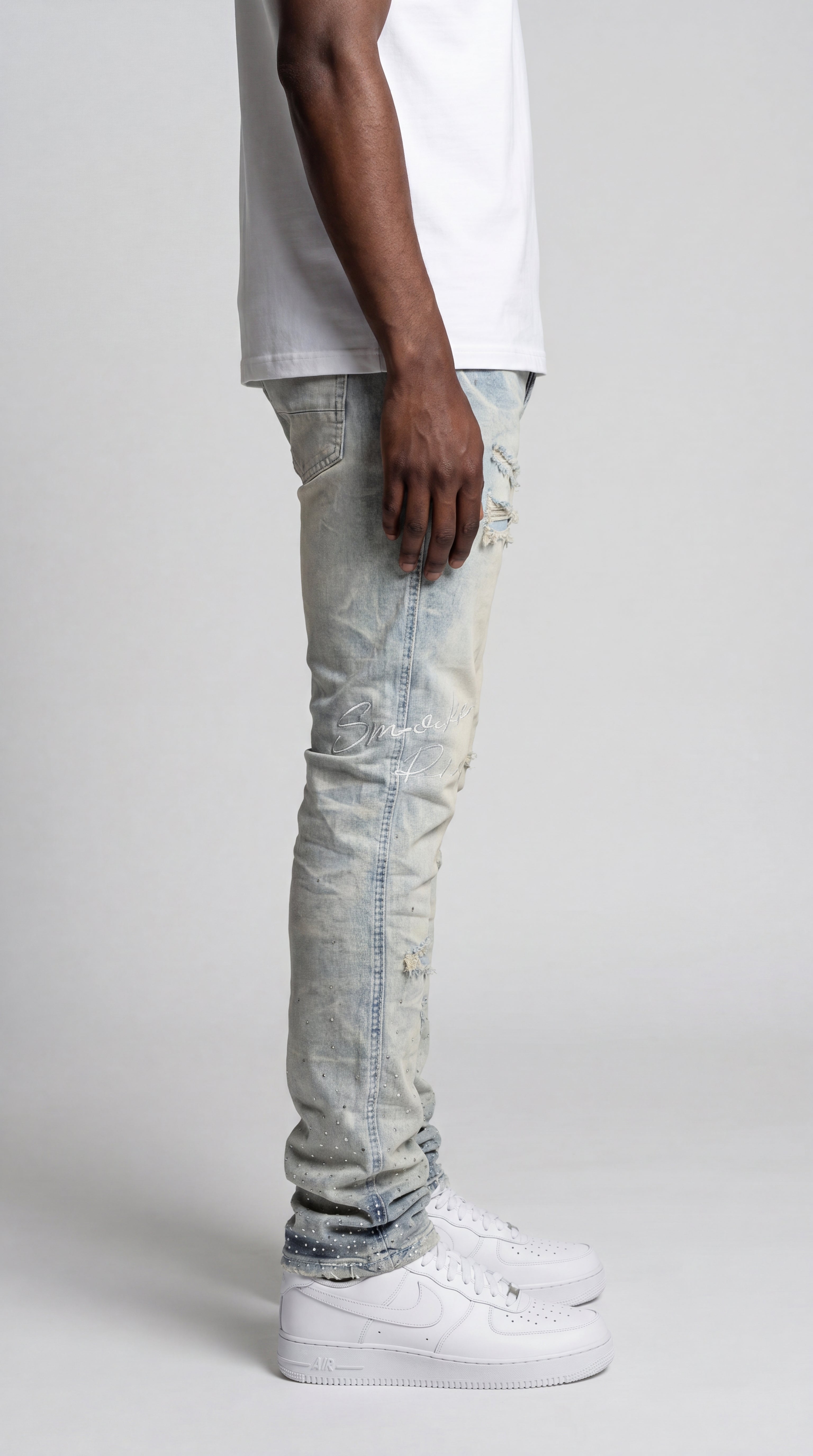 Keep Noise Ice Blue Distressed Denim