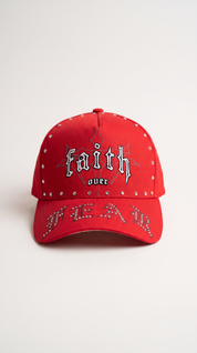 Faith Over Fear Rhinestone Hat – Red