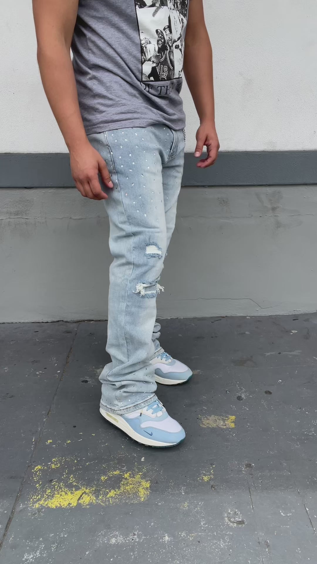 Diamond Cut Ice Blue Skinny Flare Jeans