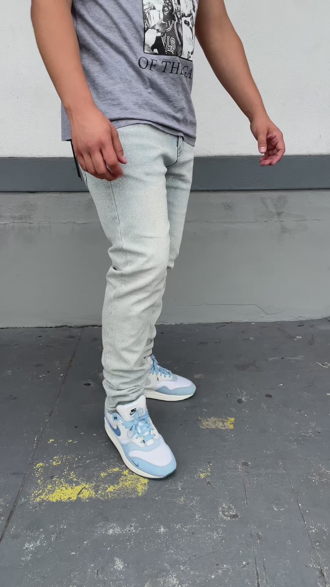 Blue Skinny Fit Rhinestone Jeans