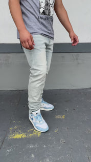 Blue Skinny Fit Rhinestone Jeans
