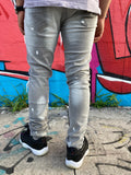 Pintuck Patched Jeans (Grey)