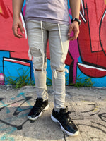 Under Patch Ankle Zip Jeans (Grey)