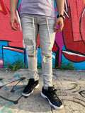 Under Patch Ankle Zip Jeans (Grey)