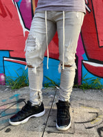 Under Patch Ankle Zip Jeans (Grey)
