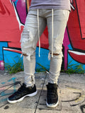 Under Patch Ankle Zip Jeans (Grey)