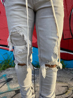 Under Patch Ankle Zip Jeans (Grey)