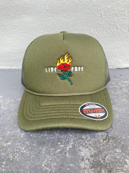 Live Free Trucker Hat (Olive)